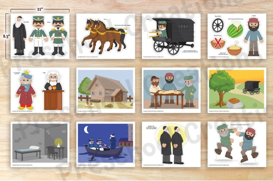 Step into the captivating world of Chabad history with our Yud Tes Kislev Downloadable Puppets—an imaginative and educational tool designed to vividly narrate the remarkable story of the arrest and liberation of the Alter Rebbe. Crafted with attention to historical accuracy, these printable puppets serve as an interactive storytelling experience, allowing you to bring the story of Yud Tes Kislev to life.