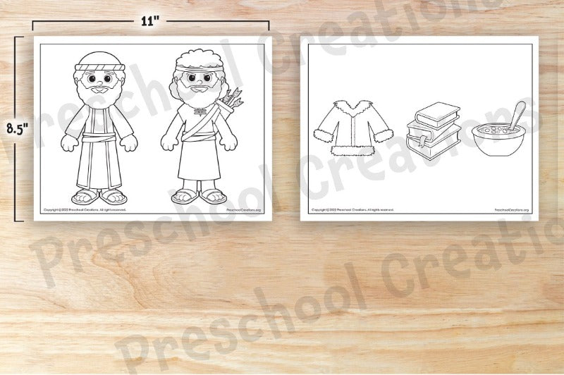 Create your own Yaakov and Esav puppets for your students to cut out the characters, color them, and attach a popsicle stick so that they can retell the story of the parsha at home to their families. Parshat Toldot tells the story of Yaakov and Esav.   Your students can decorate them with different craft items. Googly eyes, fake hair, paint etc.  Bring your parsha lessons to life with these Yaakov and Esav puppets!