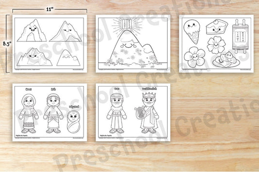 Bring the story of Shavuot to life with these fun Black and White Puppets / Coloring Pages! Kids can create their own puppets to help tell the story of Megillas Rus and the story of the mountains competing to receive the Torah.