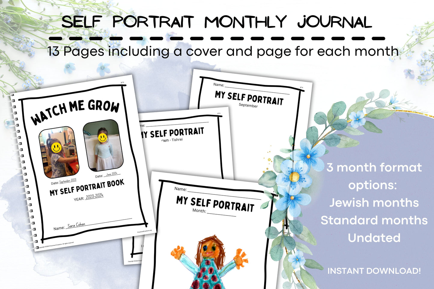 monthly Self portrait journal