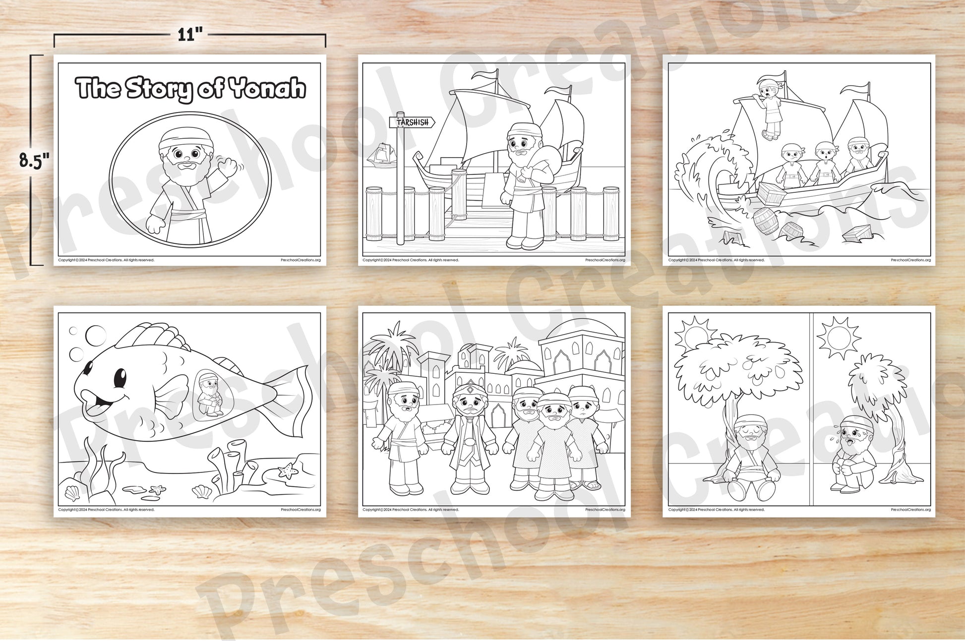 Story of Yonah coloring book with vibrant illustrations of the book of Jonah