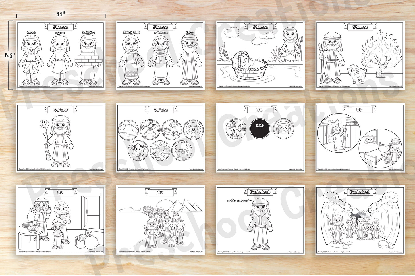 Adorable and whimsical coloring sheets for the book of sefer shemos. Including the slavery in Egypt, the 10 plagues, Moses Moshe and Aharon, splitting of the sea, giving of the Torah and 10 commandments, and the mishkan!. Enhance your preschool classroom with these beautiful coloring pages for the book of sefer shemot!