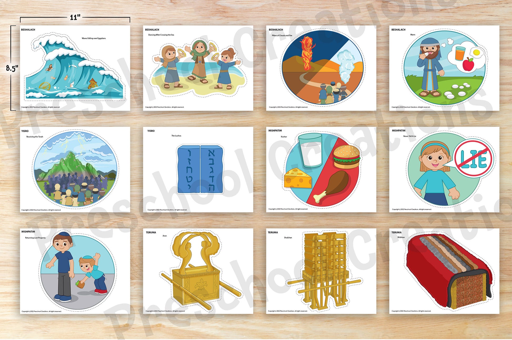 46 full color pages of adorable puppets and props for each Parsha in Sefer shemos. Pharaoh enslaving the Jewish people in Egypt, the 10 plagues, the mishkan - tabernacle and story of Passover. You'll bring the Parshah to life and increase student engagement in your preschool classroom with these whimsical resources.