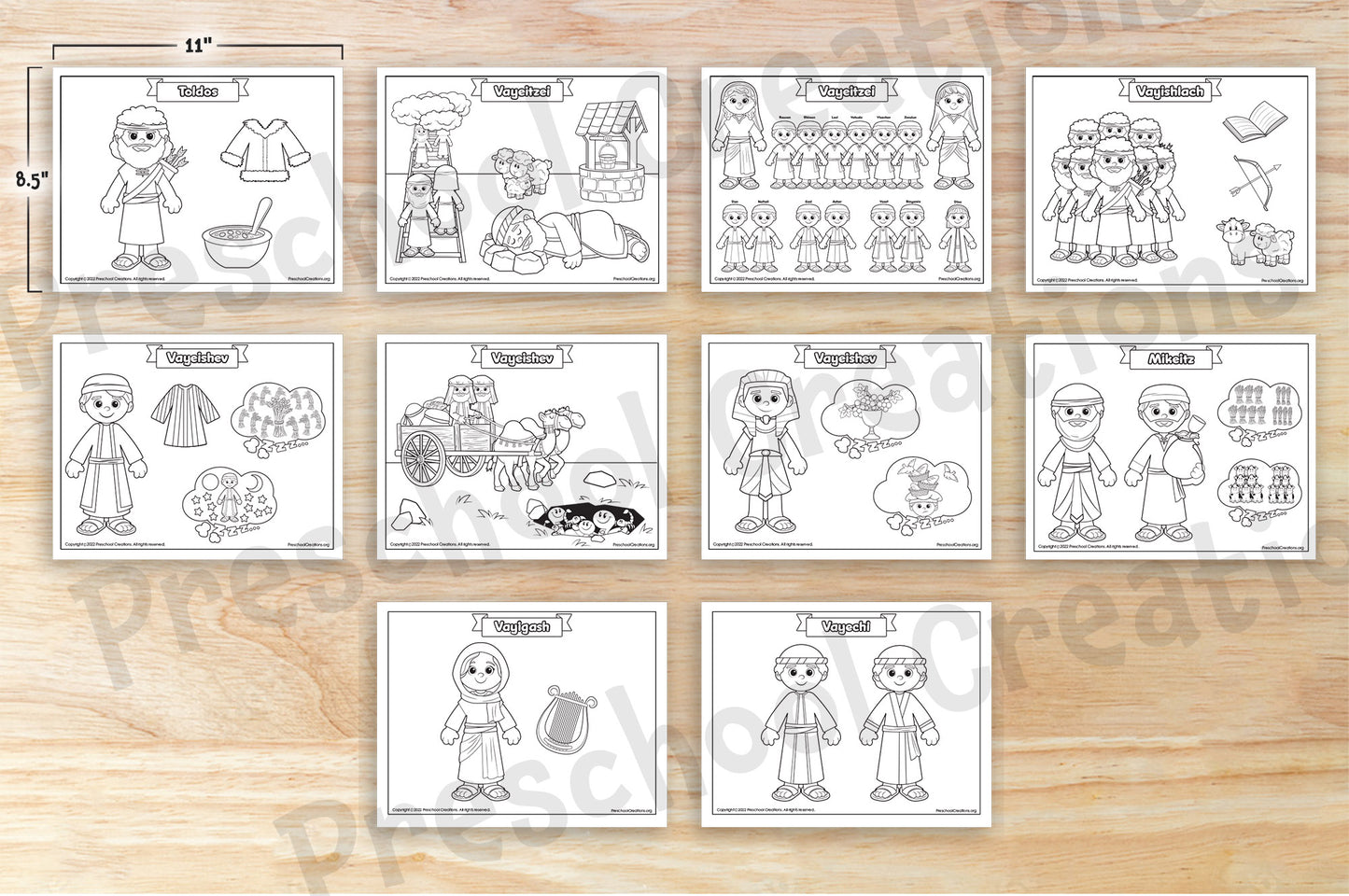 Adorable, whimsical Parsha coloring sheets and coloring pages! Amazing resources to serve as teaching aids to enhance teaching parshah (weekly Torah portion), Book of Genesis, Sefer Beraishis, Bereishis, 6 days of creation, Noah's ark curriculums in your preschool classroom