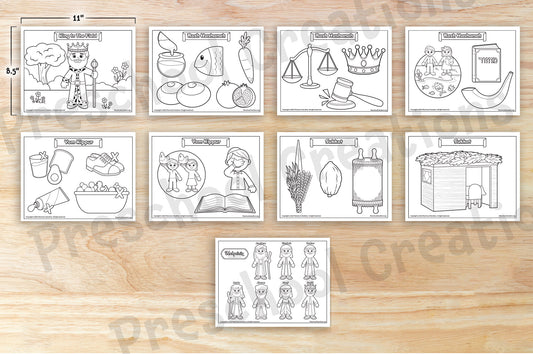 Adorable coloring sheets and coloring pages to enhance your preschool classroom. Full curriculum to teach about High Holidays, Yomim Noraim, Rosh Hashanah, Jewish New Year, Yom Kippur, Sukkot, Sukkos, Simchat Torah, Simchas Torah