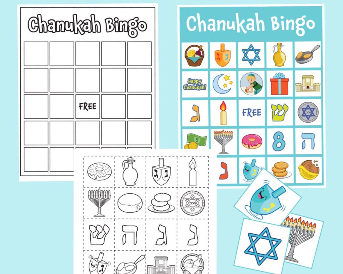 Chanukah bingo game! Make your hannukah curriculum interactive with this fun Chanuka bingo game. Perfect for your home or early education and preschool classroom. Enhance your Channukah lessons with this adorable Hanukah bingo!