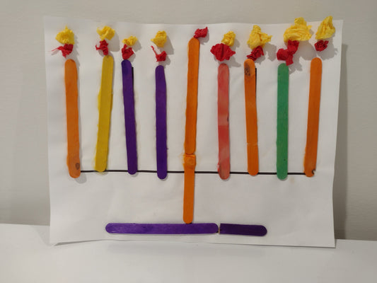 Chanukah popsicle stick menorah