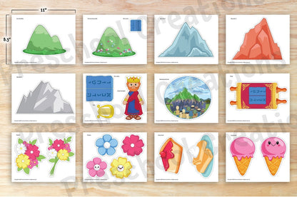 18 Full color pages of adorable Puppets and Props/Bulletin Board Decor for the holiday of Shavuot / Shavuos. Create an immersive Shavuot learning experience with these puppets & props. Perfect for a bulletin board display, or visual aids for teaching, these decorations bring the holiday of Shavuot to life - from receiving the Torah to the story of the mountains fighting, Megillat Rut, and customs of Shavuot. With these puppets, learning is fun! 