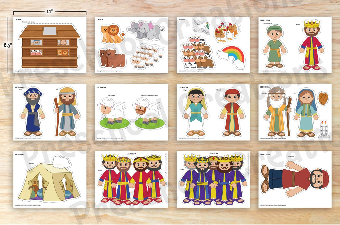 Adorable, whimsical Parsha puppets and props! Amazing resources to serve as teaching aids to enhance teaching parshah (weekly Torah portion), Book of Genesis, Sefer Beraishis, Bereishis, 6 days of creation, Noah's ark curriculums in your preschool classroom