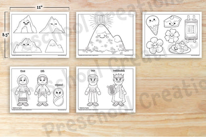 Bring the story of Shavuot to life with these fun Black and White Puppets / Coloring Pages! Kids can create their own puppets to help tell the story of Megillas Rus and the story of the mountains competing to receive the Torah.  
