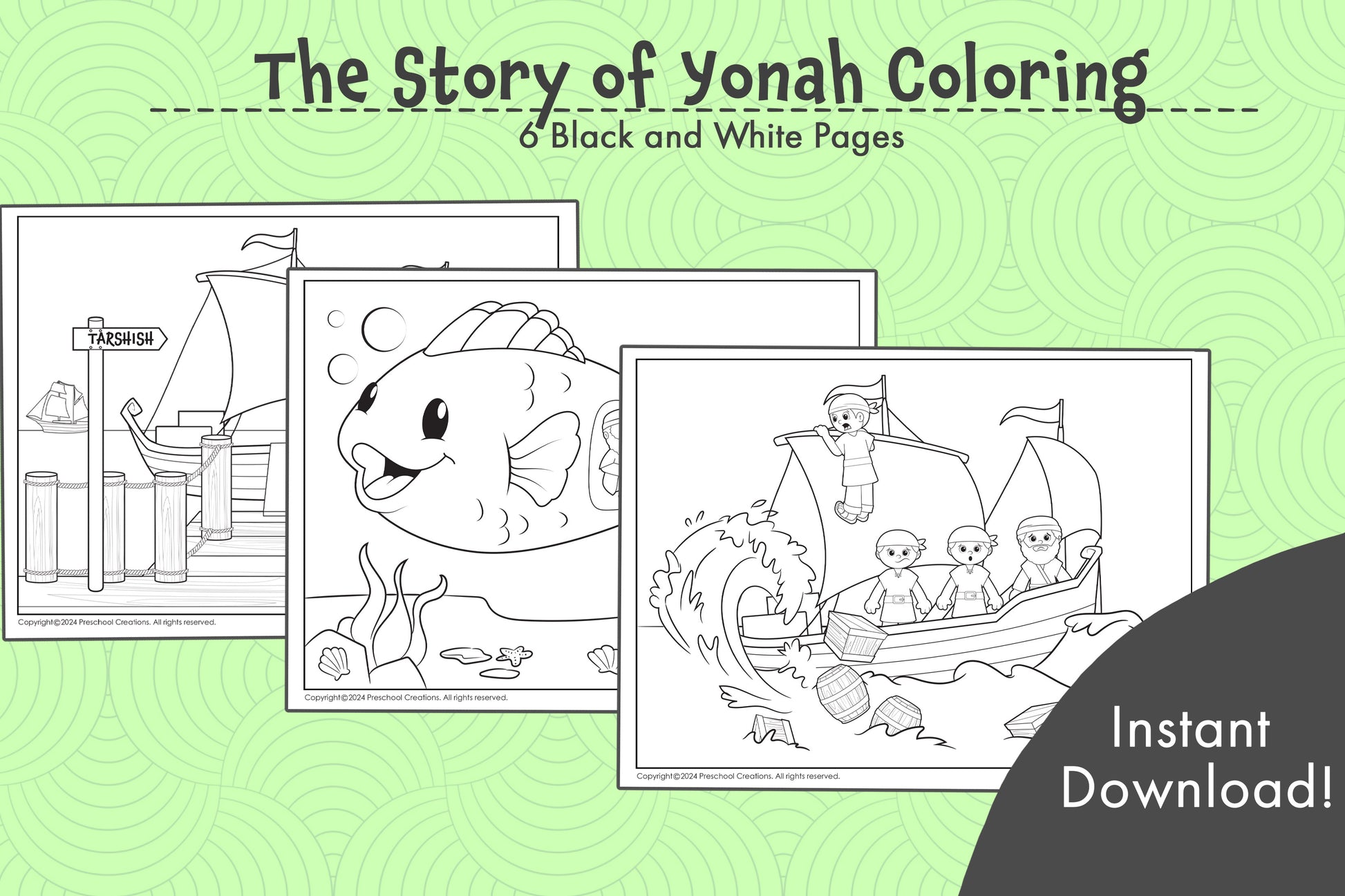 Story of Yonah coloring book with vibrant illustrations of the book of Jonah