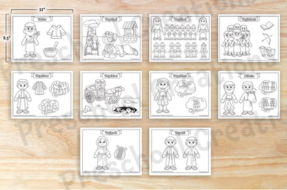 Adorable, whimsical Parsha coloring sheets and coloring pages! Amazing resources to serve as teaching aids to enhance teaching parshah (weekly Torah portion), Book of Genesis, Sefer Beraishis, Bereishis, 6 days of creation, Noah's ark curriculums in your preschool classroom