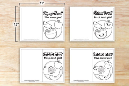 Adorable greeting cards and coloring pages to enhance your preschool classroom. Full curriculum to teach about High Holidays, Yomim Noraim, Rosh Hashanah, Jewish New Year, happy new year cards, shana tova cards, shanah tovah cards, free printable