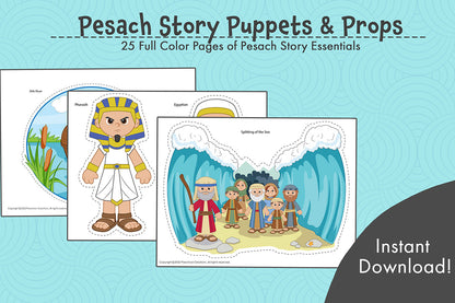 25 Full color pages of adorable Puppets and Props/Bulletin Board Décor about the story Passover - The Jewish people in Egypt.  You can use these items to decorate your bulletin board, use as teaching aids or create puppets with them.  What's included?  Pharaoh Moshe Aharon Miriam Yocheved Basya Egyptian Jewish people The 10 plagues The Jews preparing to leave Egypt Leaving Egypt The sea splitting